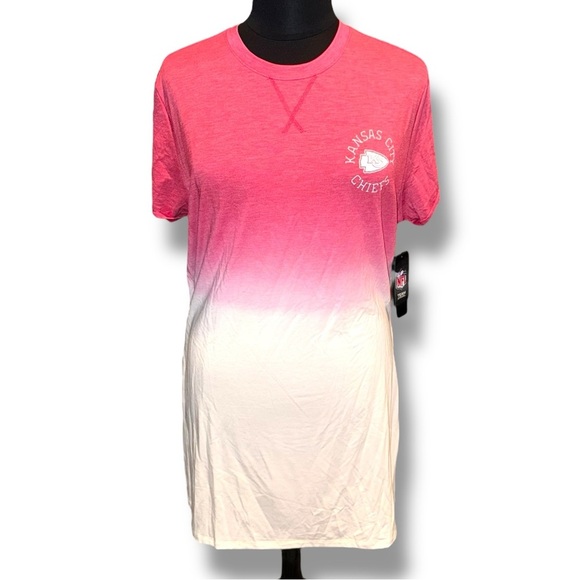 JUNK FOOD KC Chiefs Heathered Red/White Ombre Tri-Blend T-Shirt Dress XXL - Picture 2 of 16